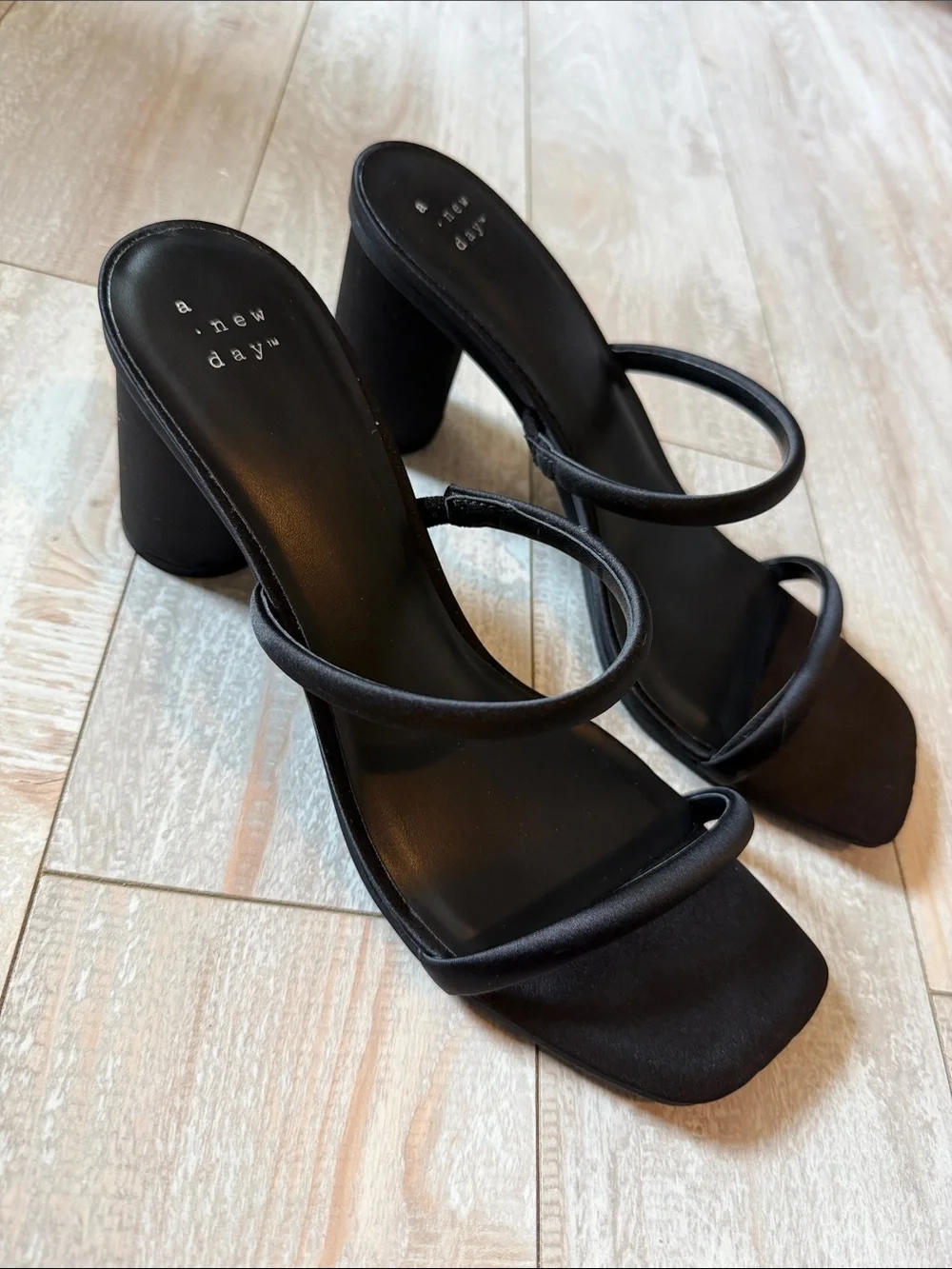 a new day Black Strappy Block Heel Sandals